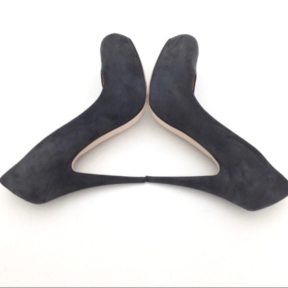 Miu Miu Suede Platform Pumps Heel in Charcoal Gray - Picture 7 of 9